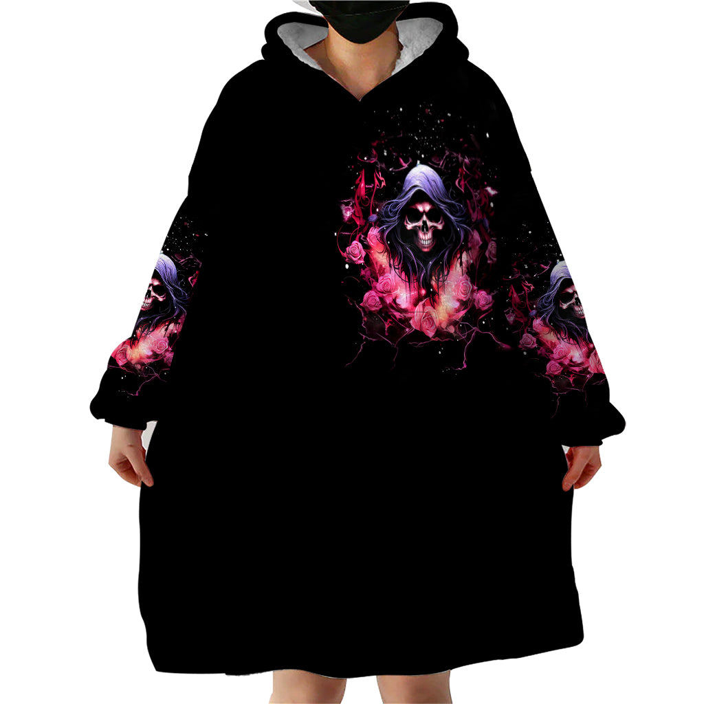 Rose Skull Wearable Blanket Hoodie Next Time My Name Comes Out Of Your Mouth Choke On iT Bitch - Wonder Print Shop
