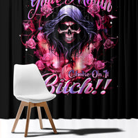 Rose Skull Window Curtain Next Time My Name Comes Out Of Your Mouth Choke On iT Bitch - Wonder Print Shop