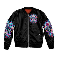 Lady Skull Bomber Jacket Zero Fucks Given - Wonder Print Shop