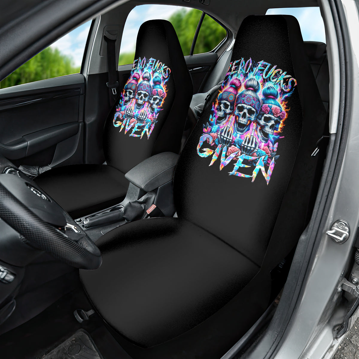 Lady Skull Car Seat Cover Zero Fucks Given - Wonder Print Shop