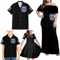 Lady Skull Family Matching Off Shoulder Maxi Dress and Hawaiian Shirt Zero Fucks Given - Wonder Print Shop
