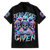 Lady Skull Family Matching Off Shoulder Short Dress and Hawaiian Shirt Zero Fucks Given - Wonder Print Shop