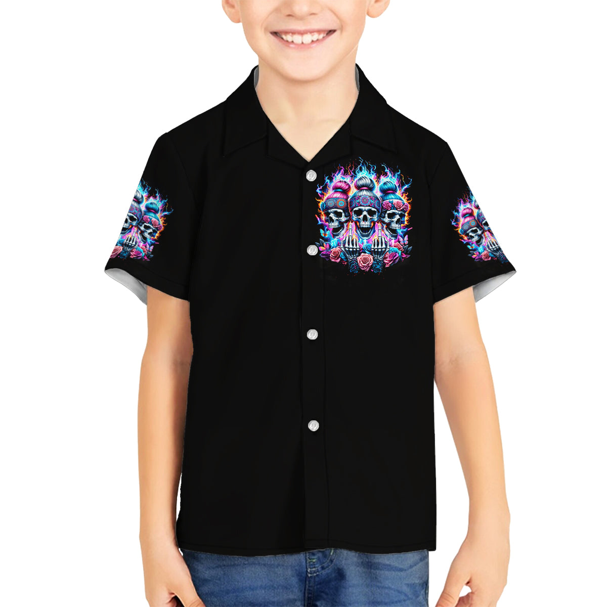 Lady Skull Family Matching Puletasi Dress and Hawaiian Shirt Zero Fucks Given - Wonder Print Shop