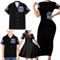 Lady Skull Family Matching Short Sleeve Bodycon Dress and Hawaiian Shirt Zero Fucks Given - Wonder Print Shop