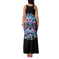 Lady Skull Family Matching Tank Maxi Dress and Hawaiian Shirt Zero Fucks Given - Wonder Print Shop