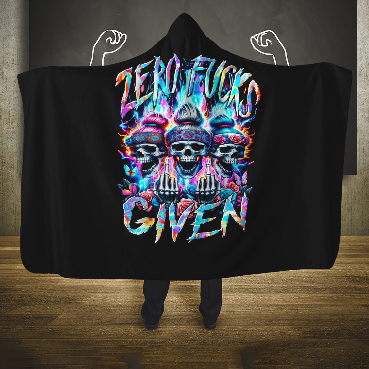 lady-skull-hooded-blanket-zero-fucks-given