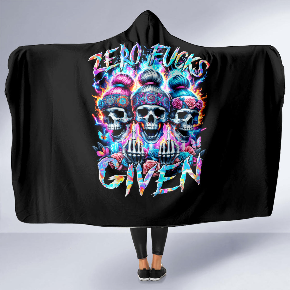 lady-skull-hooded-blanket-zero-fucks-given