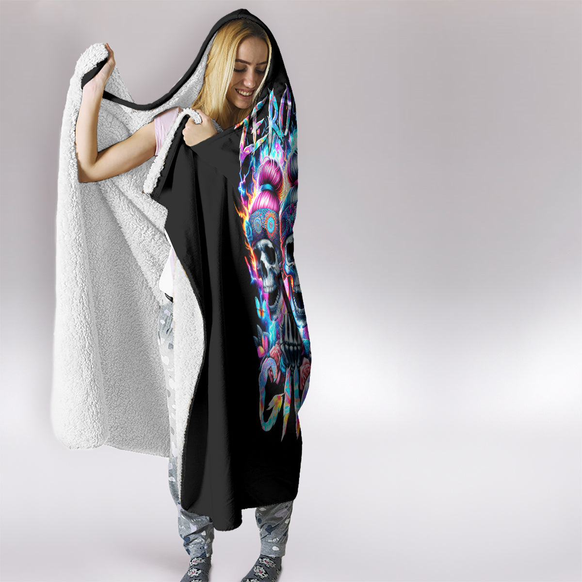 lady-skull-hooded-blanket-zero-fucks-given