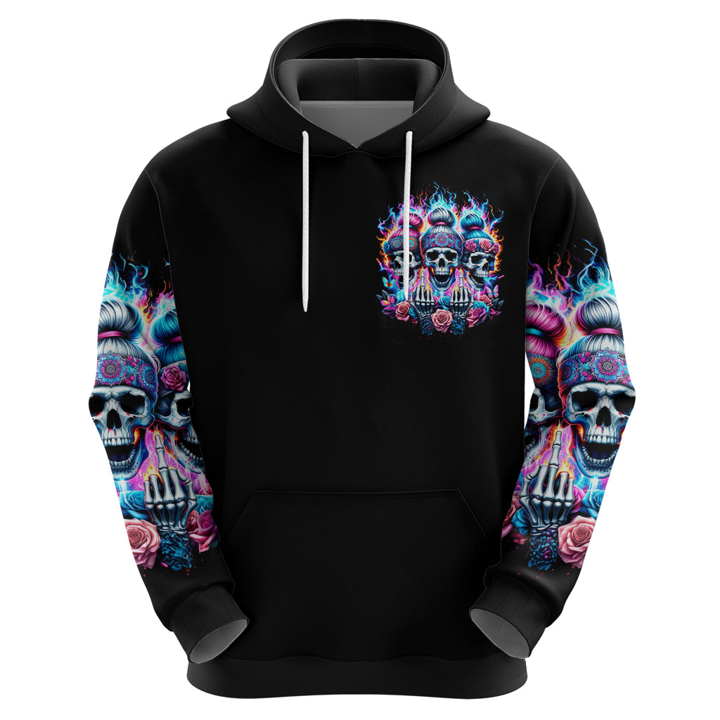 Lady Skull Hoodie Zero Fucks Given - Wonder Print Shop