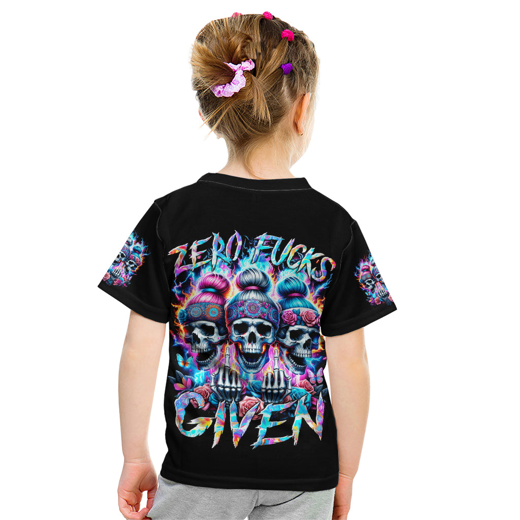 Lady Skull Kid T Shirt Zero Fucks Given - Wonder Print Shop