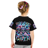 Lady Skull Kid T Shirt Zero Fucks Given - Wonder Print Shop