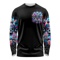 Lady Skull Long Sleeve Shirt Zero Fucks Given - Wonder Print Shop