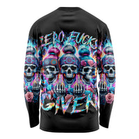 Lady Skull Long Sleeve Shirt Zero Fucks Given - Wonder Print Shop
