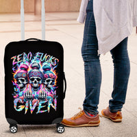 Lady Skull Luggage Cover Zero Fucks Given - Wonder Print Shop