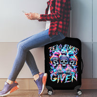 Lady Skull Luggage Cover Zero Fucks Given - Wonder Print Shop