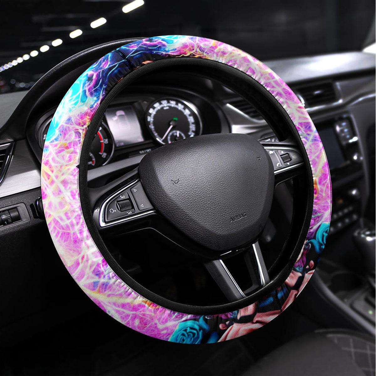 Lady Skull Steering Wheel Cover Zero Fucks Given - Wonder Print Shop