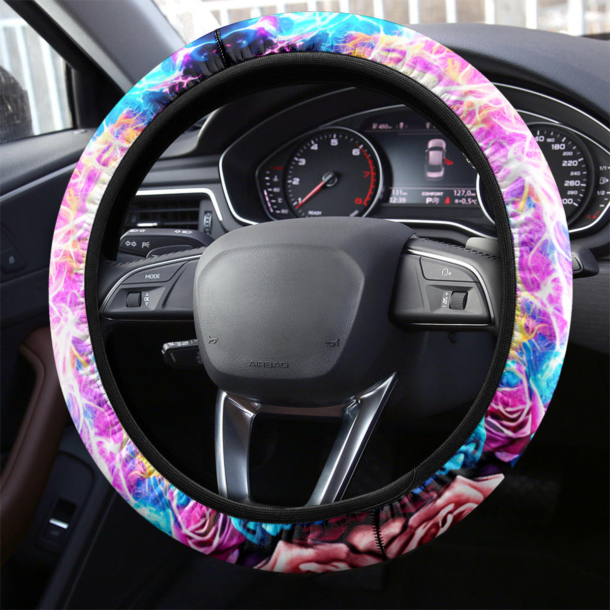 Lady Skull Steering Wheel Cover Zero Fucks Given - Wonder Print Shop