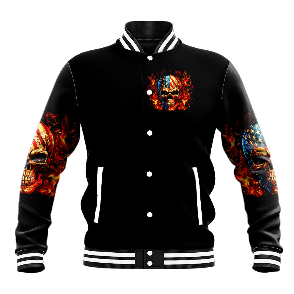 Fire Skull Baseball Jacket My Demon Hide Inside My Head - Wonder Print Shop