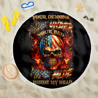 Fire Skull Beach Blanket My Demon Hide Inside My Head - Wonder Print Shop