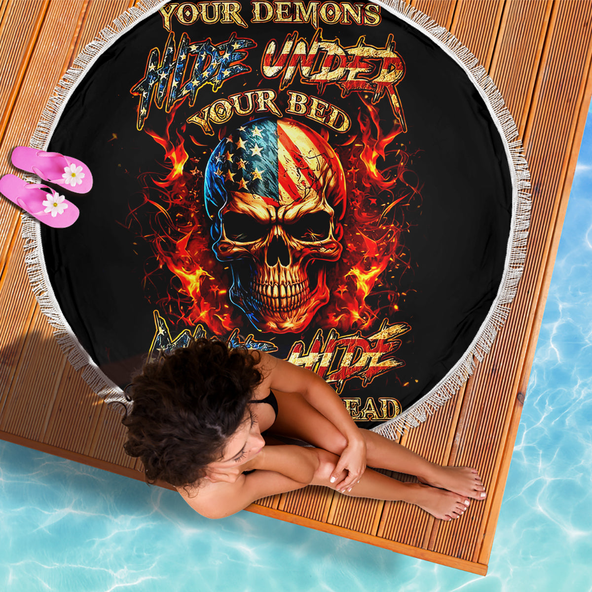 Fire Skull Beach Blanket My Demon Hide Inside My Head - Wonder Print Shop