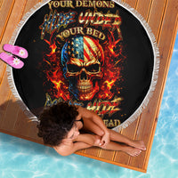 Fire Skull Beach Blanket My Demon Hide Inside My Head - Wonder Print Shop