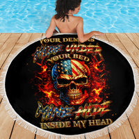 Fire Skull Beach Blanket My Demon Hide Inside My Head - Wonder Print Shop
