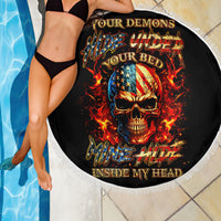 Fire Skull Beach Blanket My Demon Hide Inside My Head - Wonder Print Shop