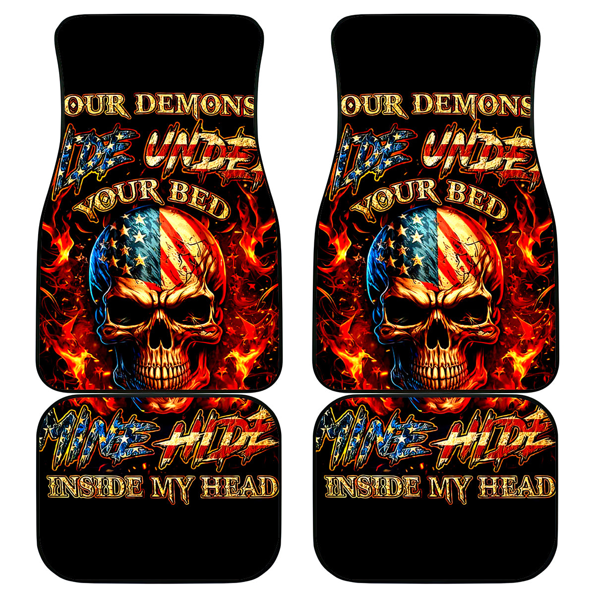 Fire Skull Car Mats My Demon Hide Inside My Head - Wonder Print Shop