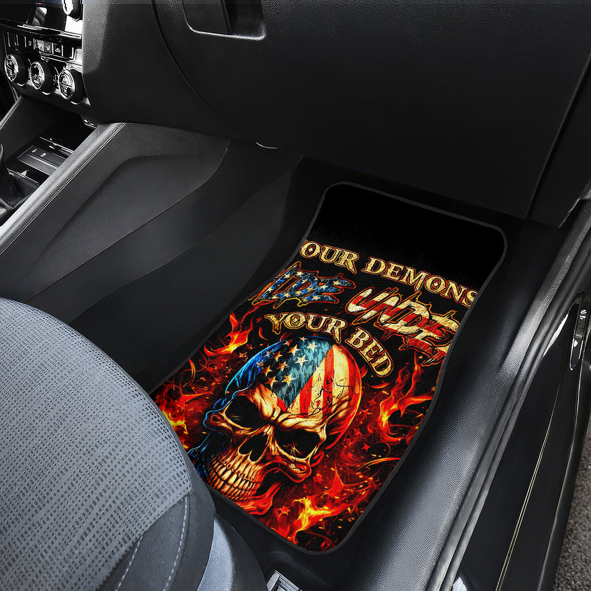 Fire Skull Car Mats My Demon Hide Inside My Head - Wonder Print Shop