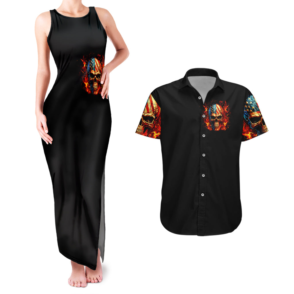 Fire Skull Couples Matching Tank Maxi Dress and Hawaiian Shirt My Demon Hide Inside My Head - Wonder Print Shop