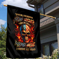 Fire Skull Garden Flag My Demon Hide Inside My Head - Wonder Print Shop