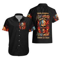 Fire Skull Hawaiian Shirt My Demon Hide Inside My Head - Wonder Print Shop