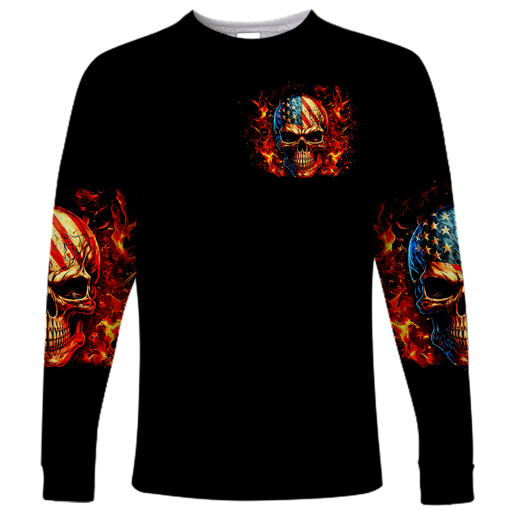 Fire Skull Long Sleeve Shirt My Demon Hide Inside My Head - Wonder Print Shop