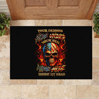 Fire Skull Rubber Doormat My Demon Hide Inside My Head - Wonder Print Shop