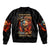 Fire Skull Sleeve Zip Bomber Jacket My Demon Hide Inside My Head - Wonder Print Shop
