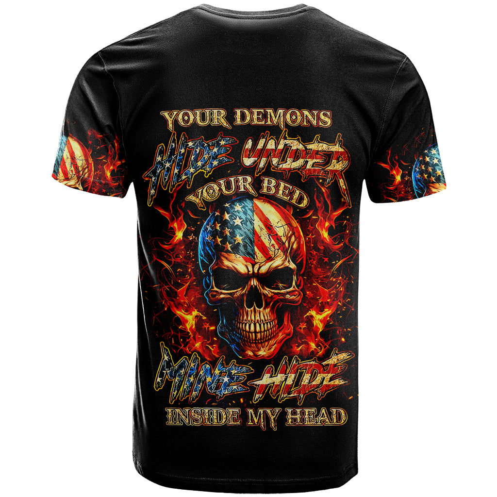 Fire Skull T Shirt My Demon Hide Inside My Head - Wonder Print Shop