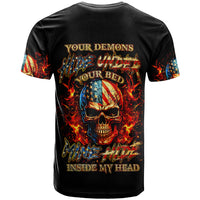 Fire Skull T Shirt My Demon Hide Inside My Head - Wonder Print Shop