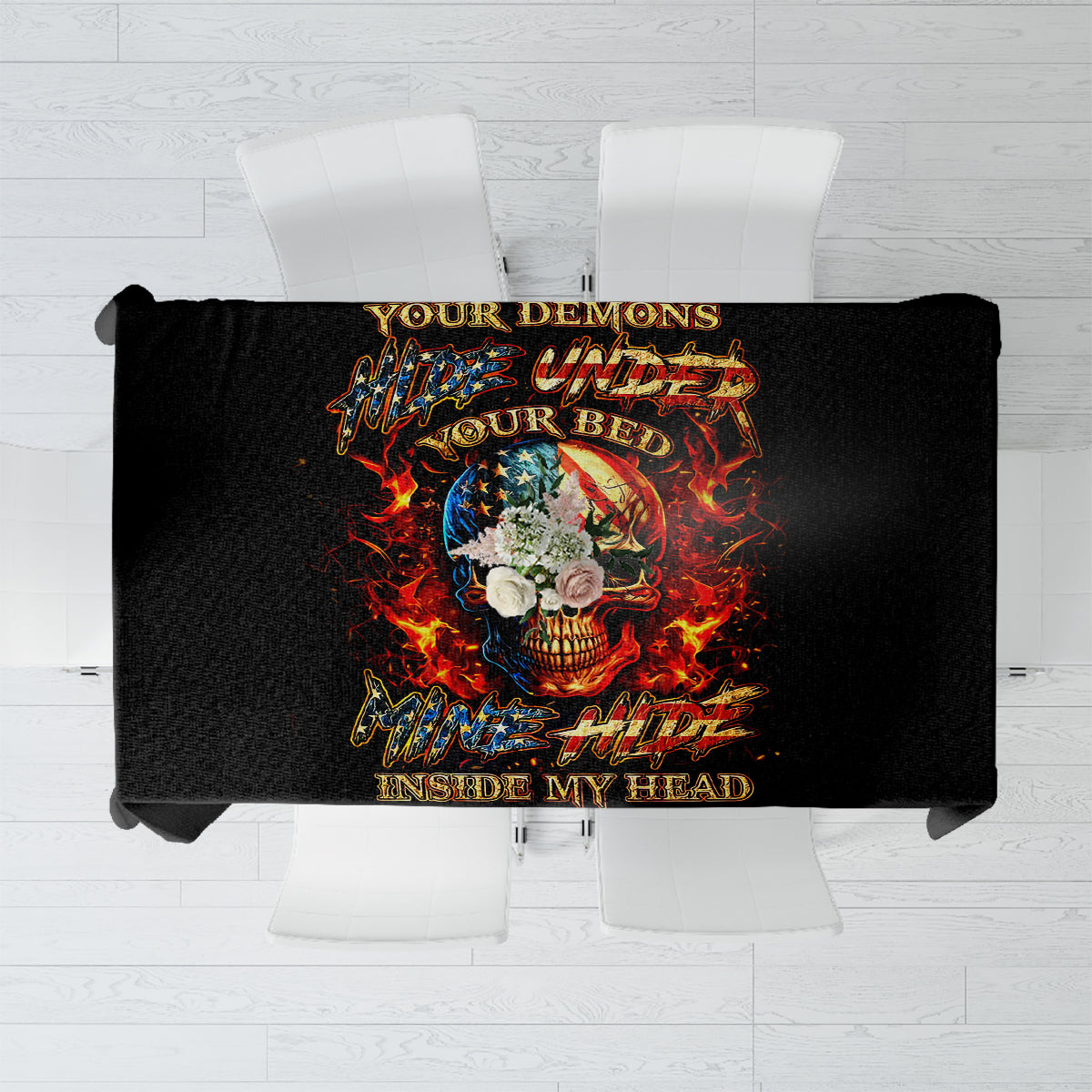 Fire Skull Tablecloth My Demon Hide Inside My Head - Wonder Print Shop