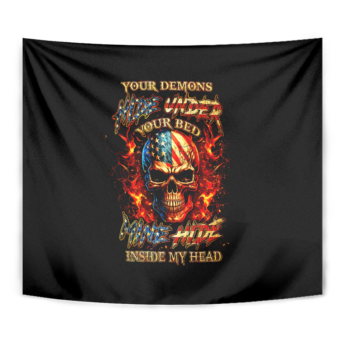 Fire Skull Tapestry My Demon Hide Inside My Head - Wonder Print Shop