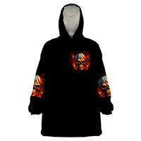 Fire Skull Wearable Blanket Hoodie My Demon Hide Inside My Head - Wonder Print Shop