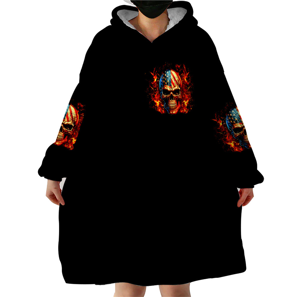 Fire Skull Wearable Blanket Hoodie My Demon Hide Inside My Head - Wonder Print Shop