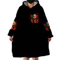Fire Skull Wearable Blanket Hoodie My Demon Hide Inside My Head - Wonder Print Shop