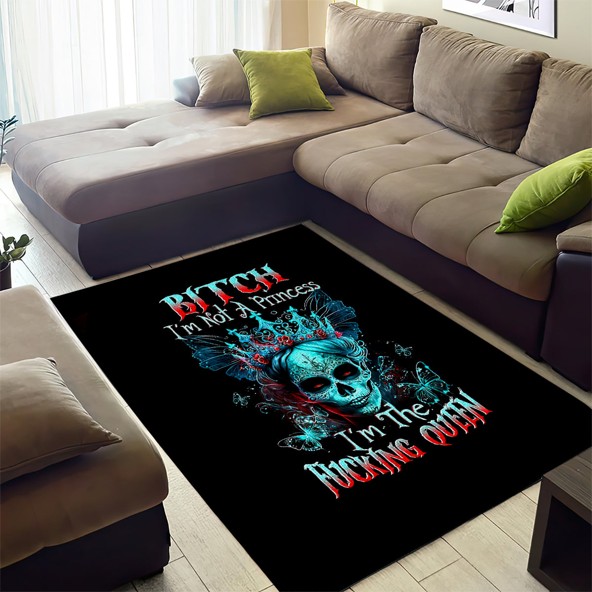 Da de los Muertos Skull Area Rug I'm Not A Princess I'm The Queen - Wonder Print Shop