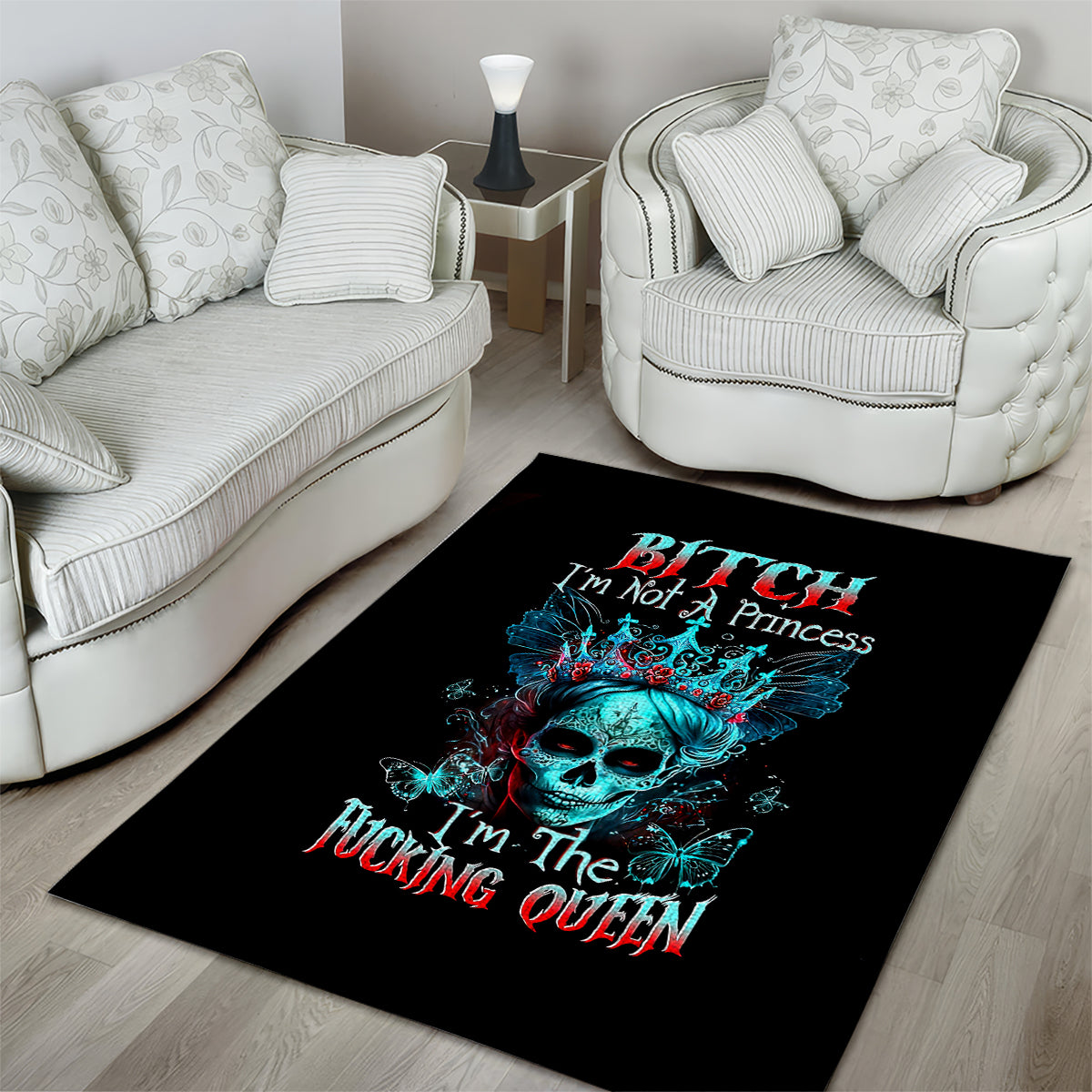 Da de los Muertos Skull Area Rug I'm Not A Princess I'm The Queen - Wonder Print Shop