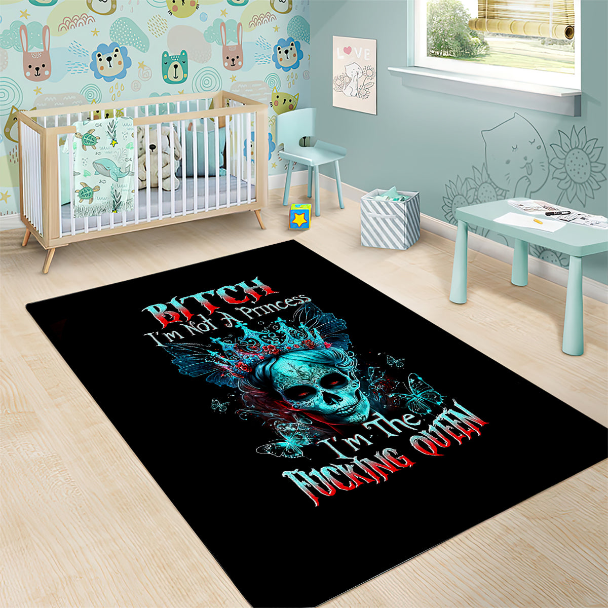 Da de los Muertos Skull Area Rug I'm Not A Princess I'm The Queen - Wonder Print Shop