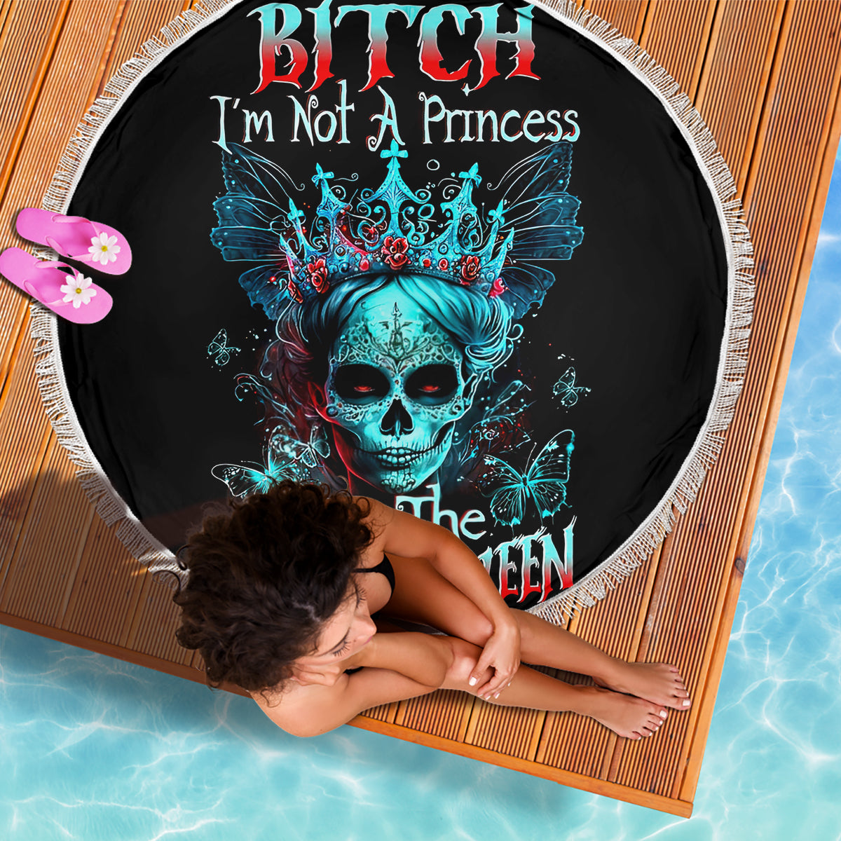 Da de los Muertos Skull Beach Blanket I'm Not A Princess I'm The Queen - Wonder Print Shop