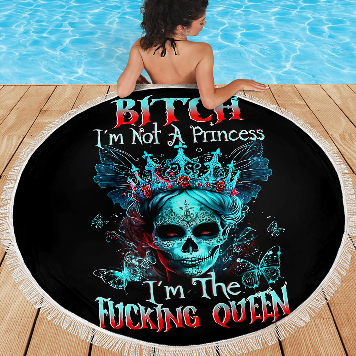 Da de los Muertos Skull Beach Blanket I'm Not A Princess I'm The Queen - Wonder Print Shop