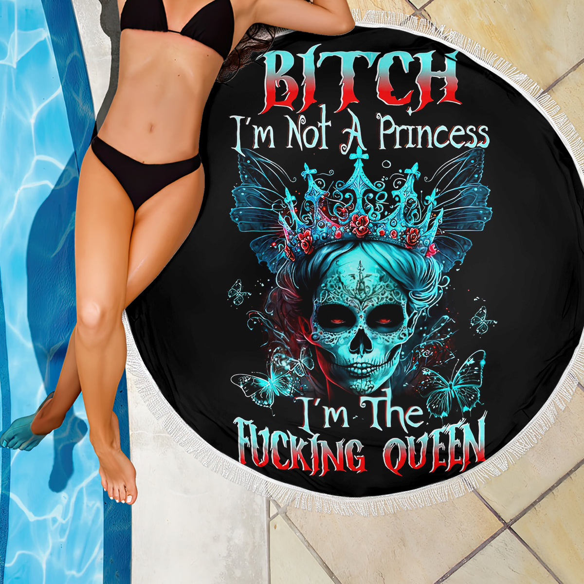 Da de los Muertos Skull Beach Blanket I'm Not A Princess I'm The Queen - Wonder Print Shop