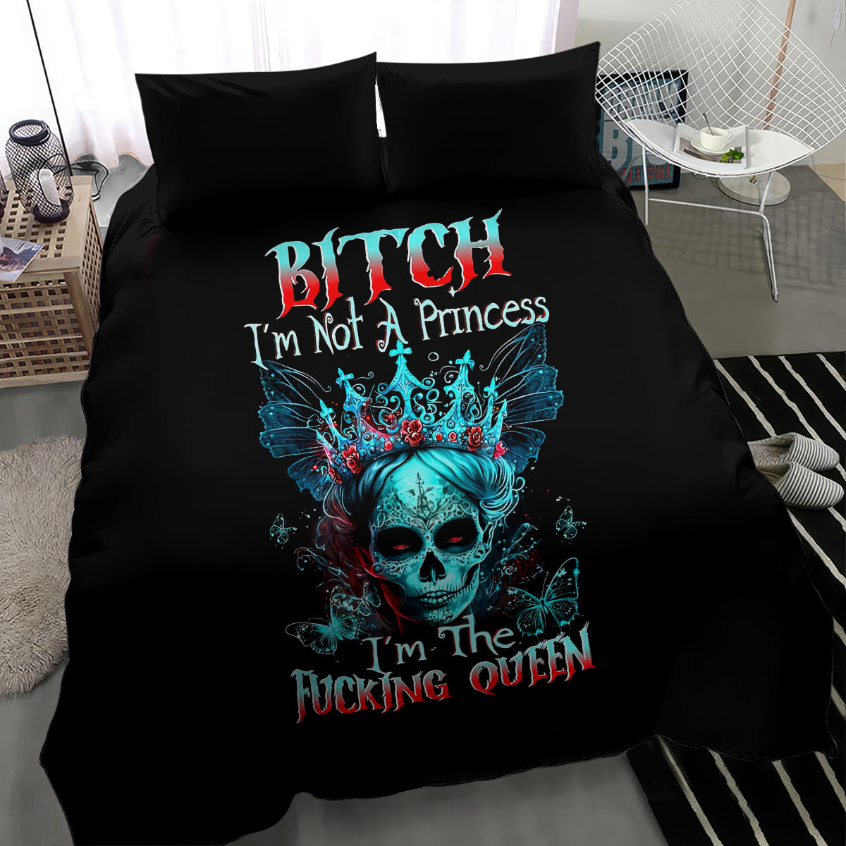 Da de los Muertos Skull Bedding Set I'm Not A Princess I'm The Queen - Wonder Print Shop
