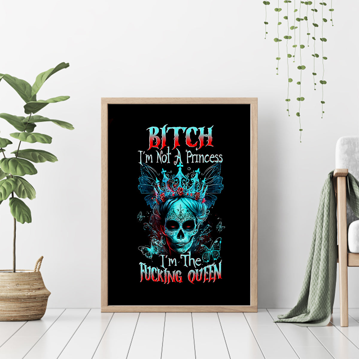 Da de los Muertos Skull Canvas Wall Art I'm Not A Princess I'm The Queen - Wonder Print Shop